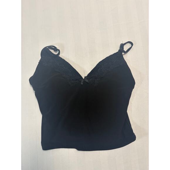 White Fox Boutique Black Lace Trim Camisole Tank Top Size L - Picture 1 of 3